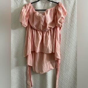 Chic Blush Off-Shoulder Women's Blouse